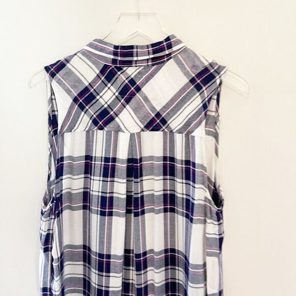 Rails Plaid Purple Sleeveless Tunic Button Down Flannel Blouse Large - Picture 7 of 8